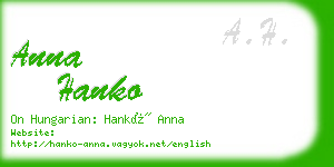 anna hanko business card